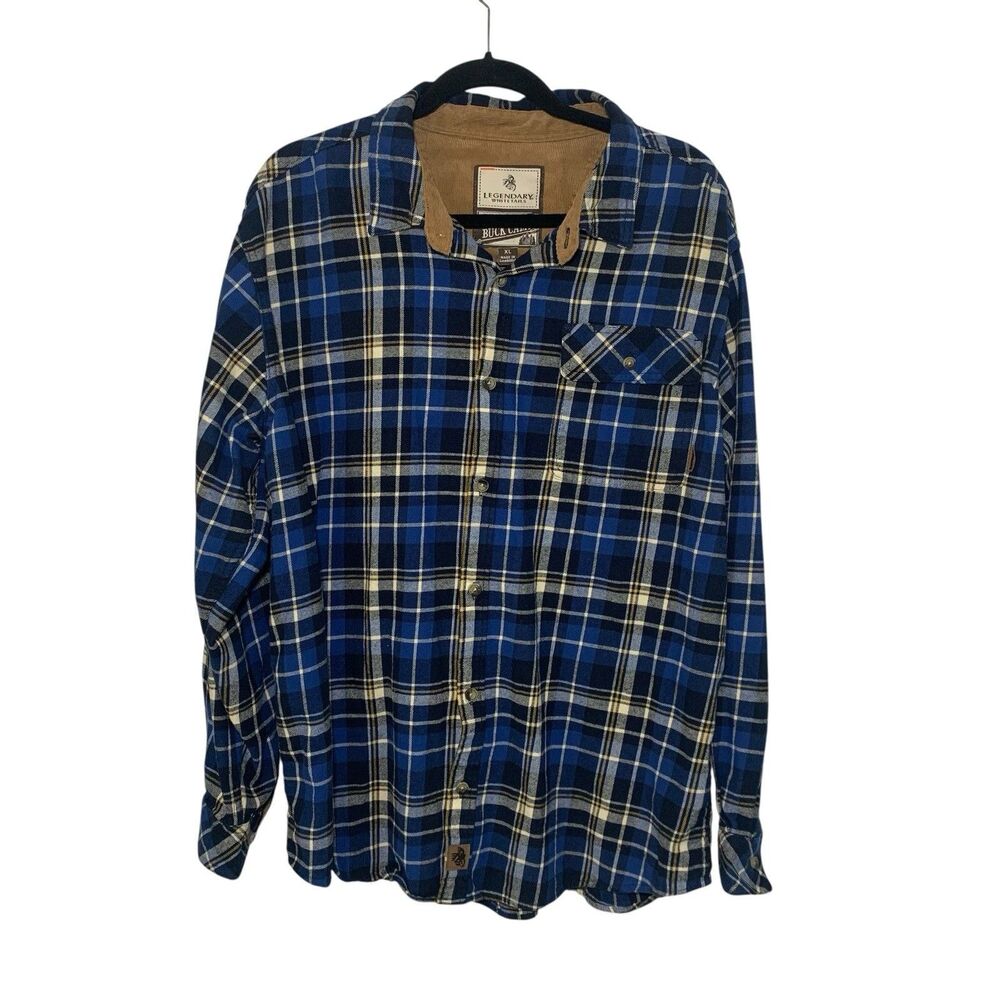 Legendary Whitetails Mens Blue Plaid Flannel Button Up Shirt XL Outdoors Hunting